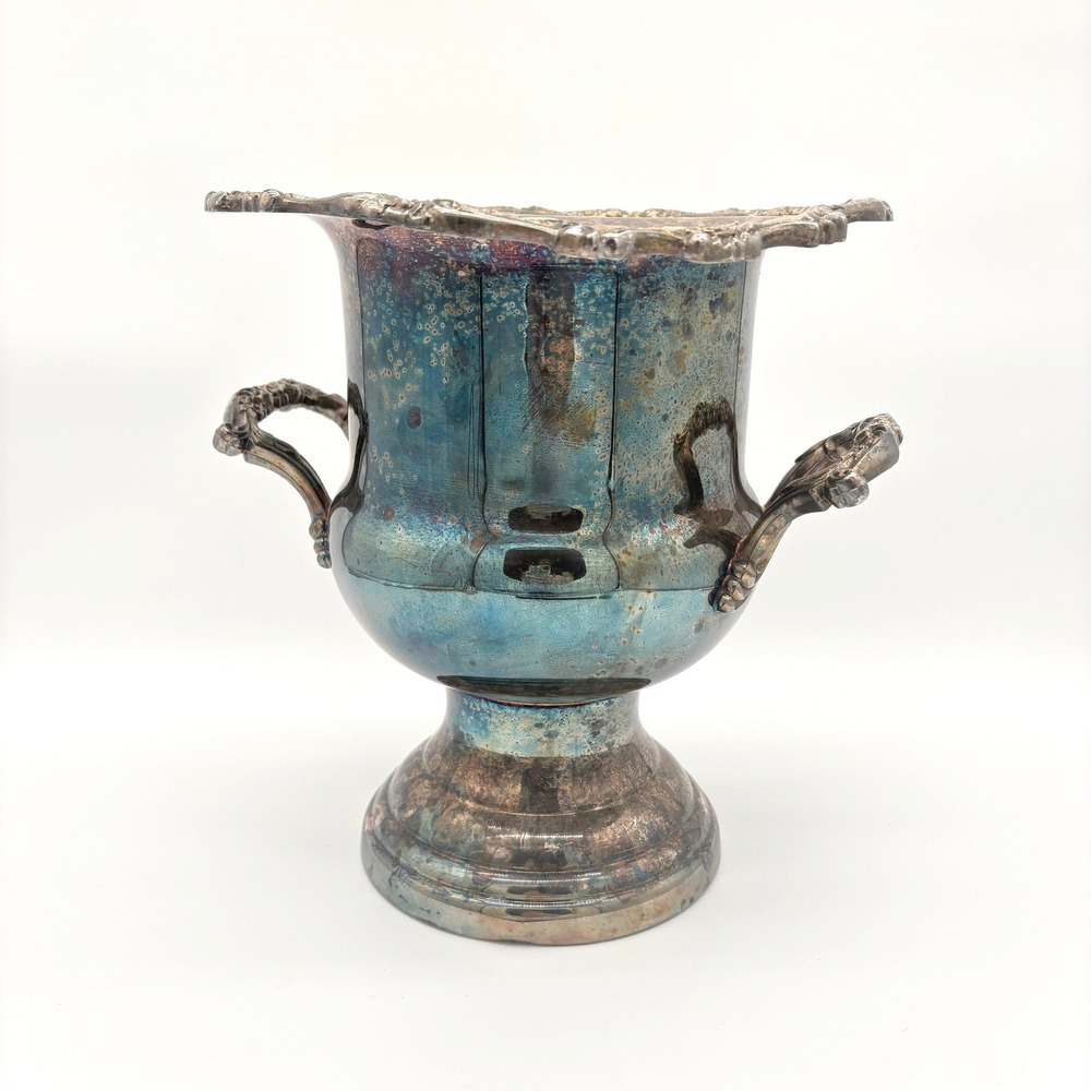 Vintage Oneida Ornate Silver Plated Champagne Bucket Wine Chiller Patina Urn